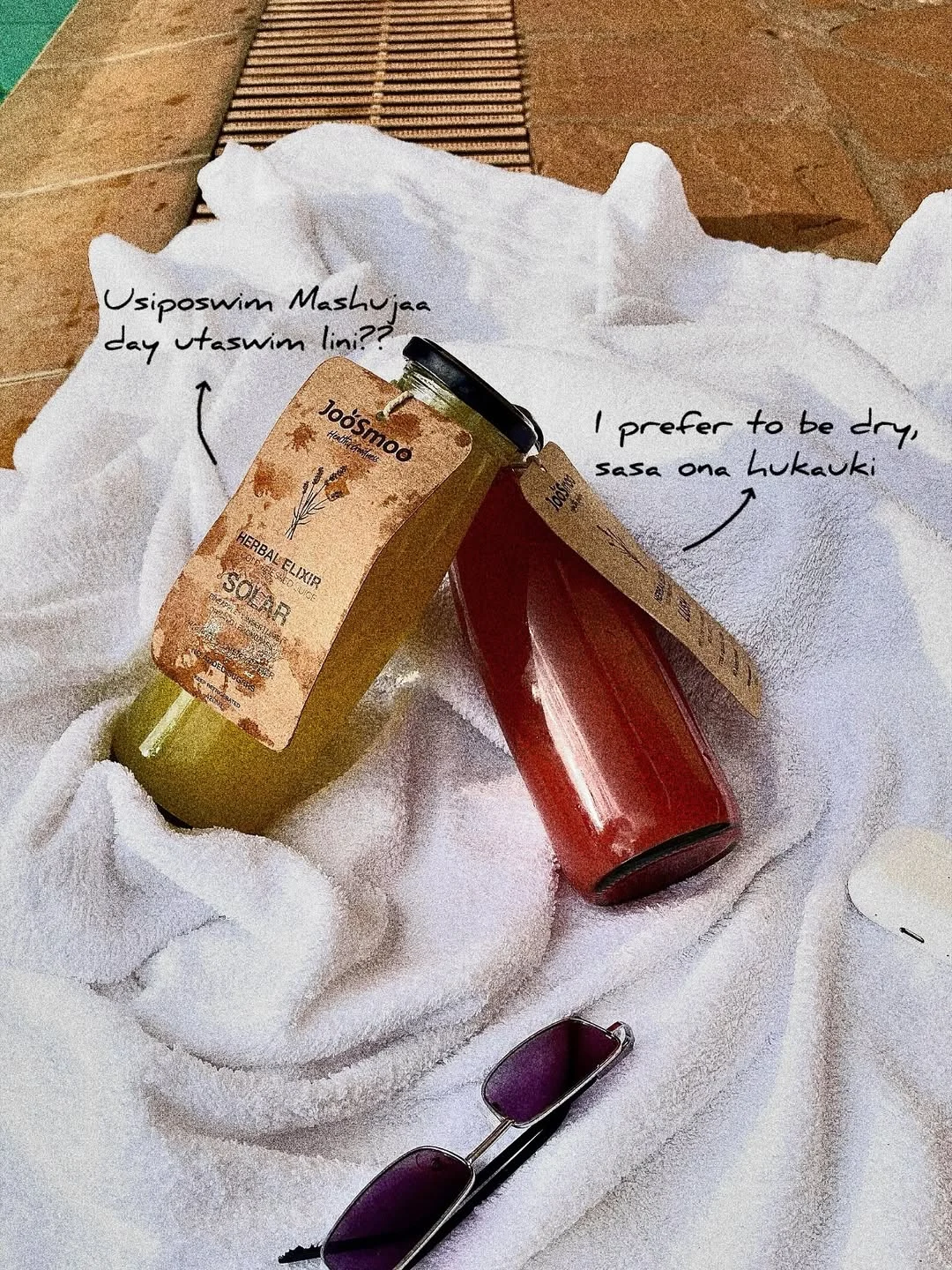 JooSmoo juice bottles ready to share outdoors